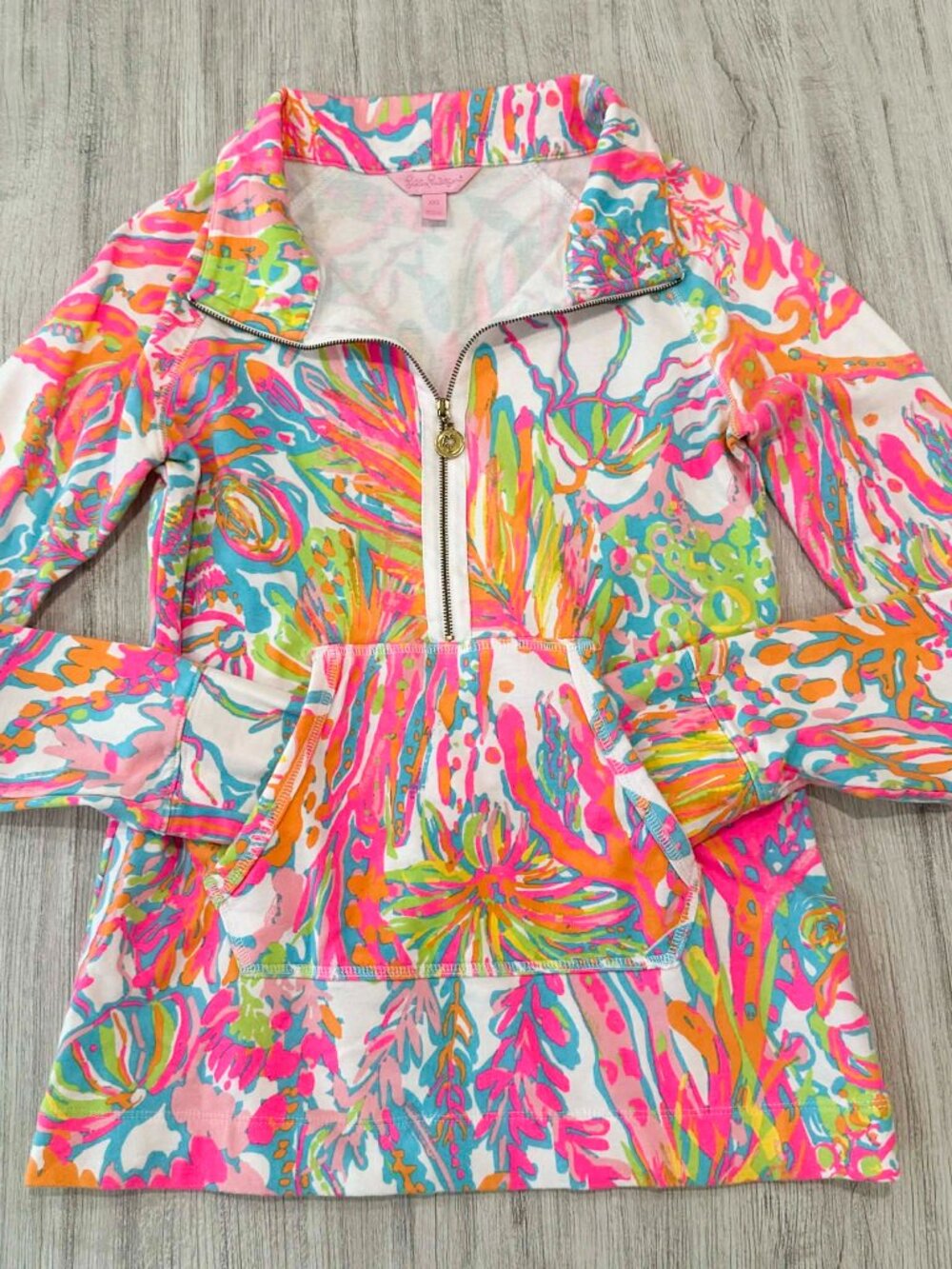 Lilly Pulitzer Skipper Popover Half Zip Pullover Scuba to Cuba Coral Sz XXS